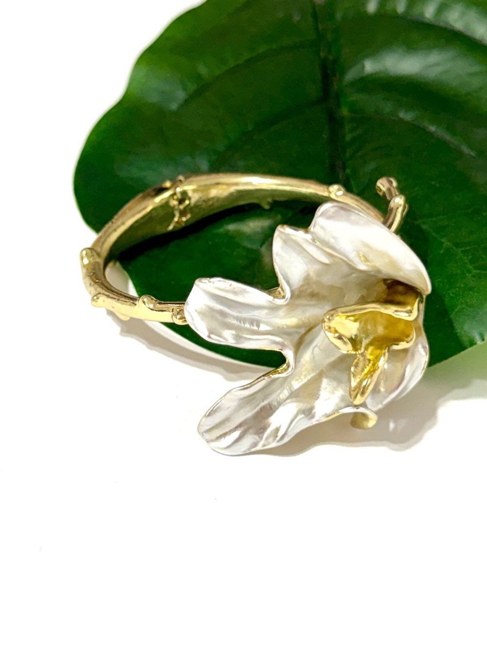LUXURIOUS STATEMENT Gold & Silver Floral Cuff Bracelet | NWT